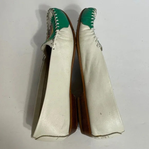 Parrot Loafers 5 Vintage Rainbow Leather Patchwork Green Hokus Pokus Bird - Picture 8 of 13